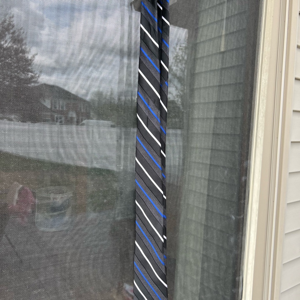 Express Silk Tie Black, Blue, White,‎ Grey 100% Silk 59" EUC